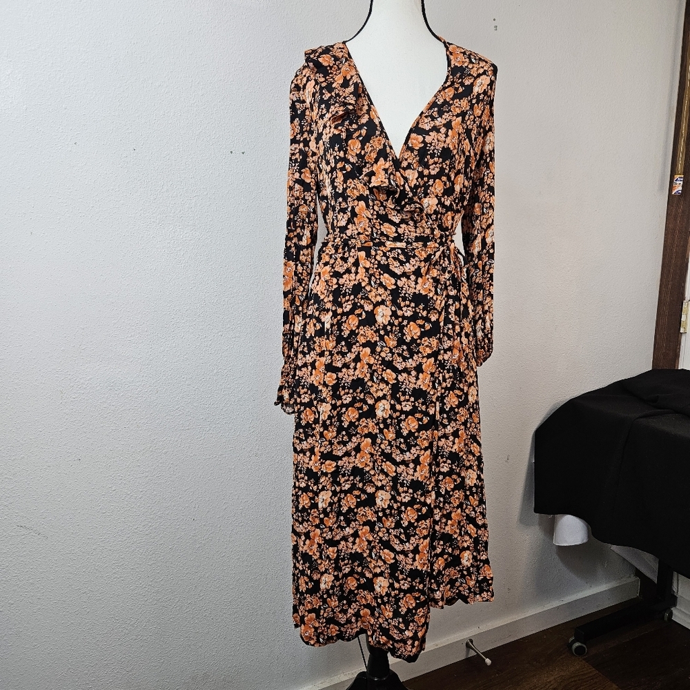 BAUM UND PFERDGARTEN Annamy Wrap Dress in Orange Size 36 US 6 - Picture 6 of 12